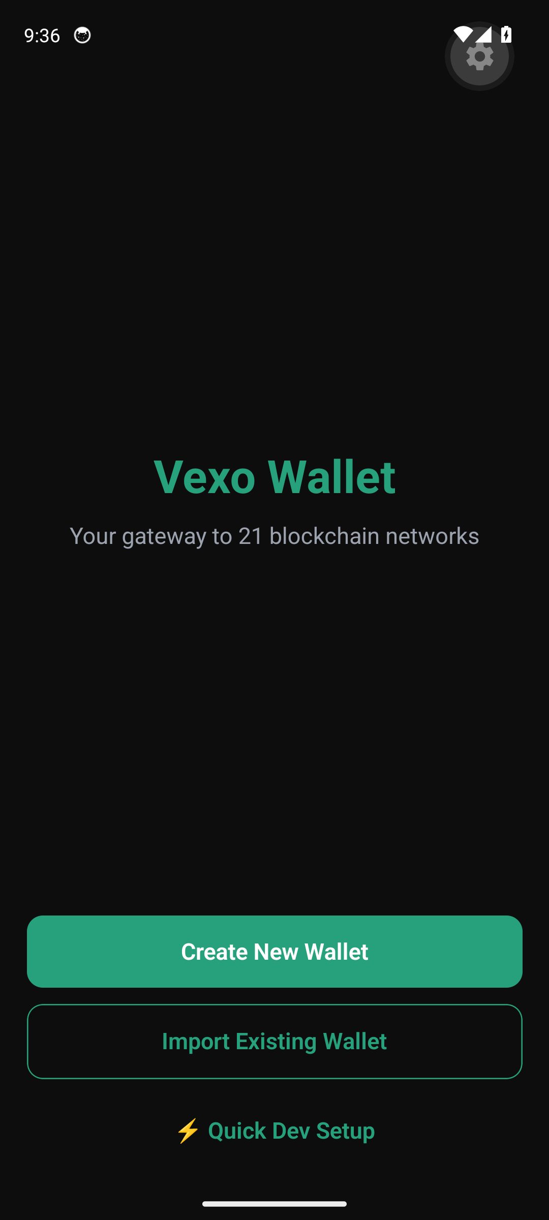 Welcome screen