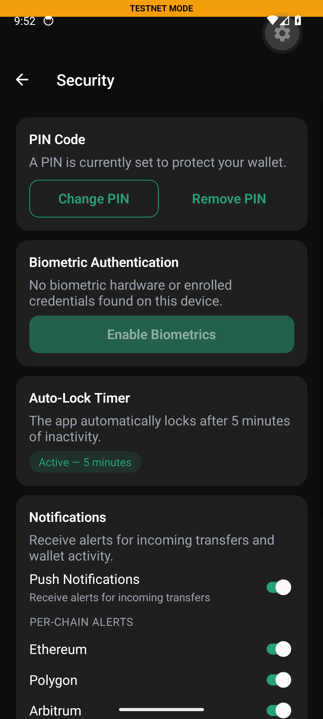 Security settings